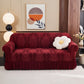 Jacquard Elastic Non-Slip Couch Slipcover - Wine - Skirted - 4-Seater 92" - 118" - image 7