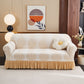 3D Jacquard Thickened Sofa Cover with Ruffled Skirt - Beige - 4-Seater 92" - 118" - image 7