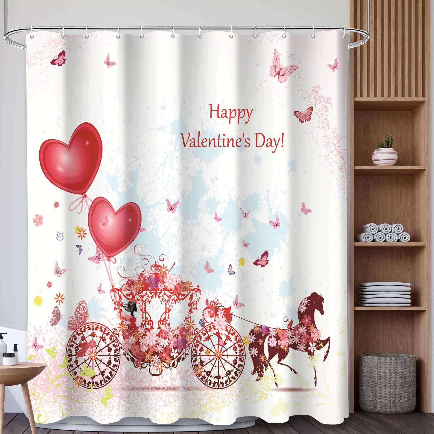 Heart & Cow Print Shower Curtain - C - 71"W x 79"L - image 3