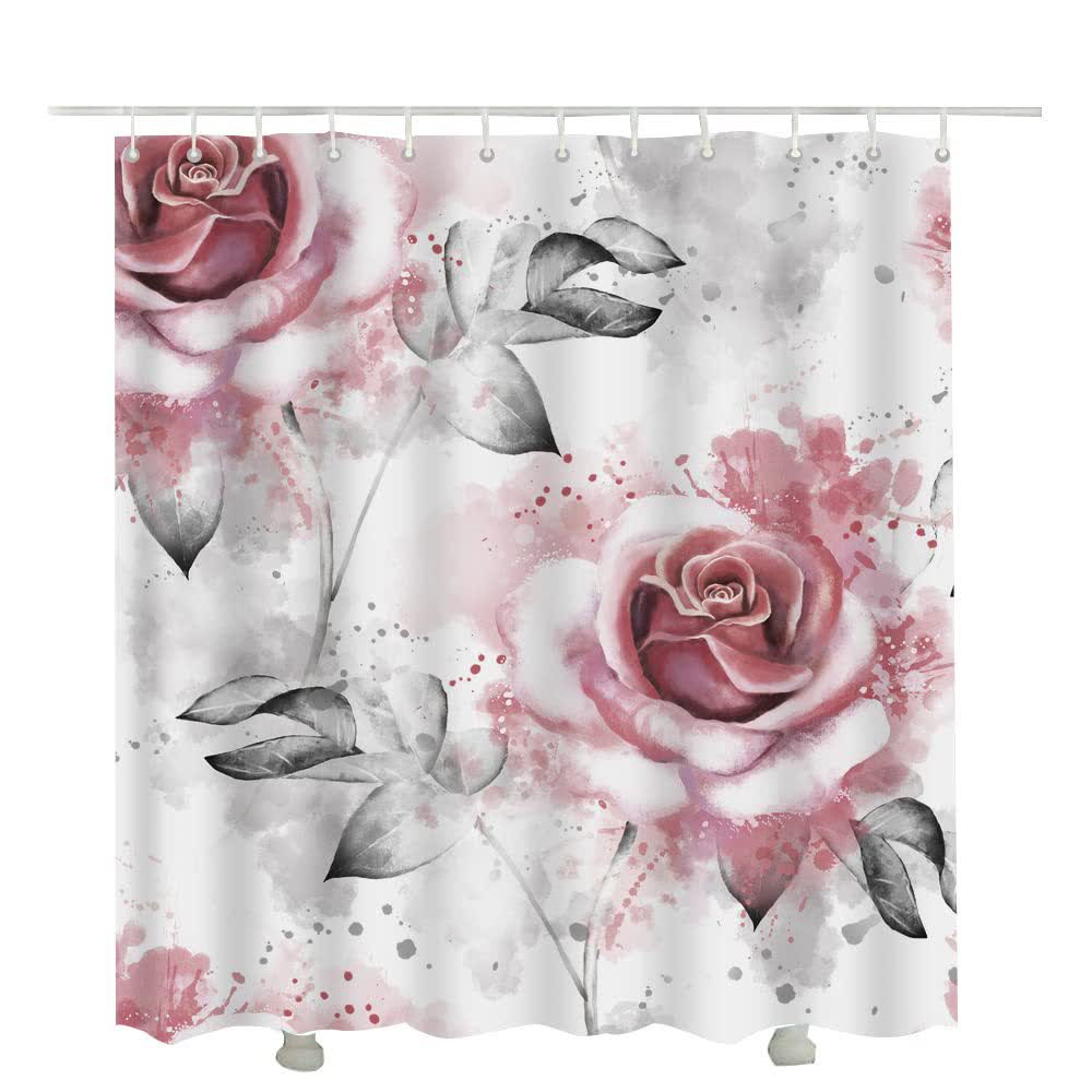 Romantic Rose Print Shower Curtain - G - 118"W x 71"L - image 9