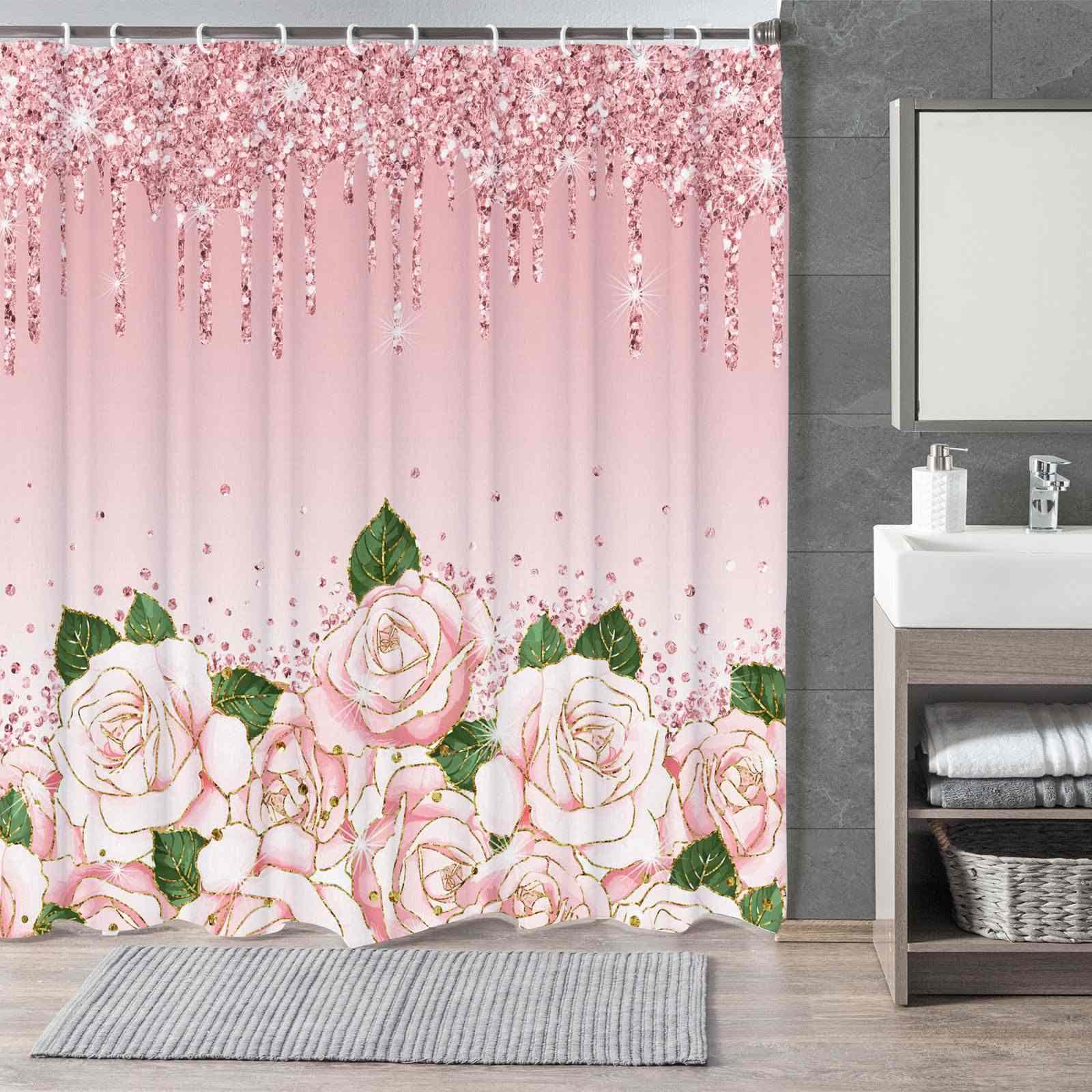 Romantic Rose Print Shower Curtain - C - 118"W x 71"L - image 5