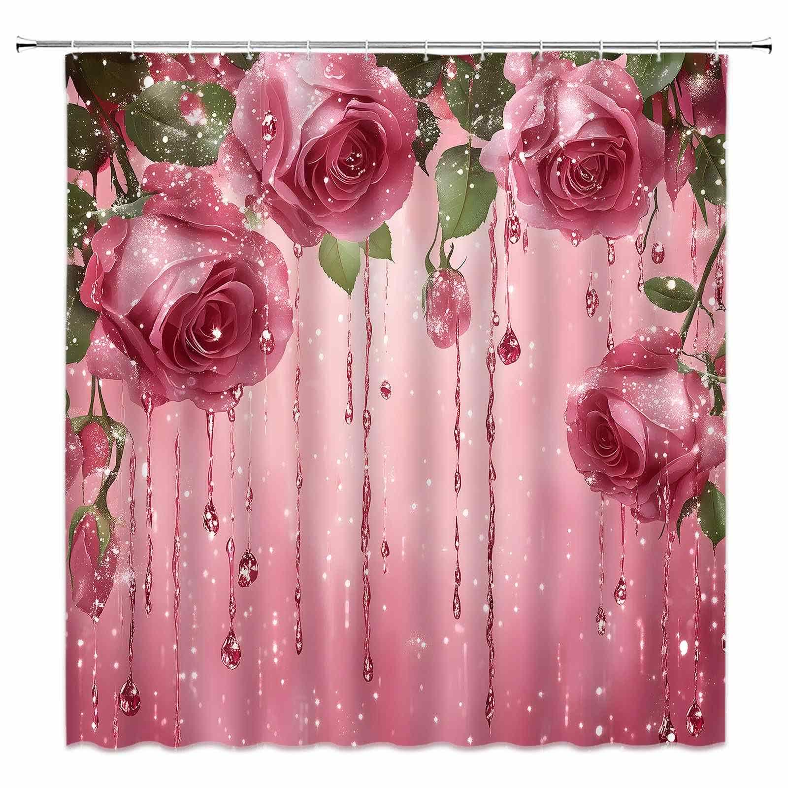 Romantic Rose Print Shower Curtain - image 3