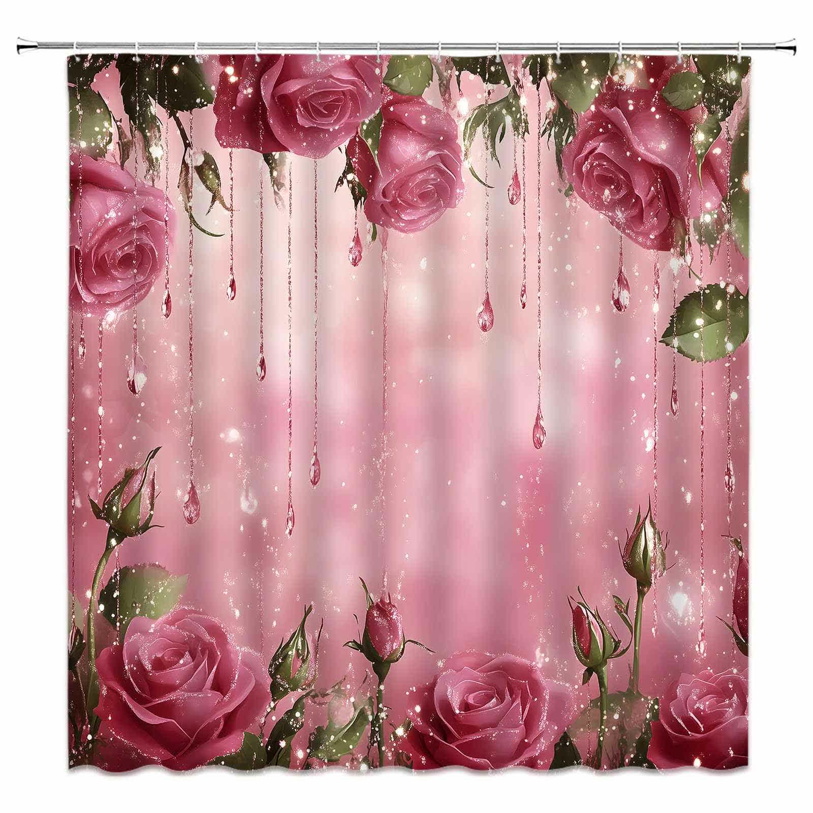 Romantic Rose Print Shower Curtain - F - 118"W x 71"L - image 8