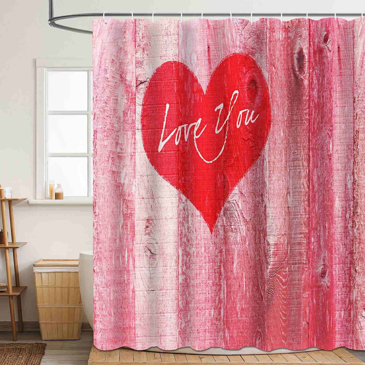 Valentine's Day Romantic Print Shower Curtain - B - 71"W x 79"L - image 1