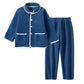 Solid Warm Plush Child Pajama Set - Blue - Child:160cm - image 3