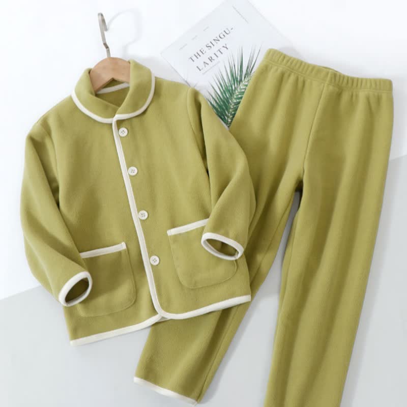 Solid Warm Plush Child Pajama Set - image 5