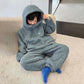 Solid Zip-up Hooded Child Loungewear Set - image 2