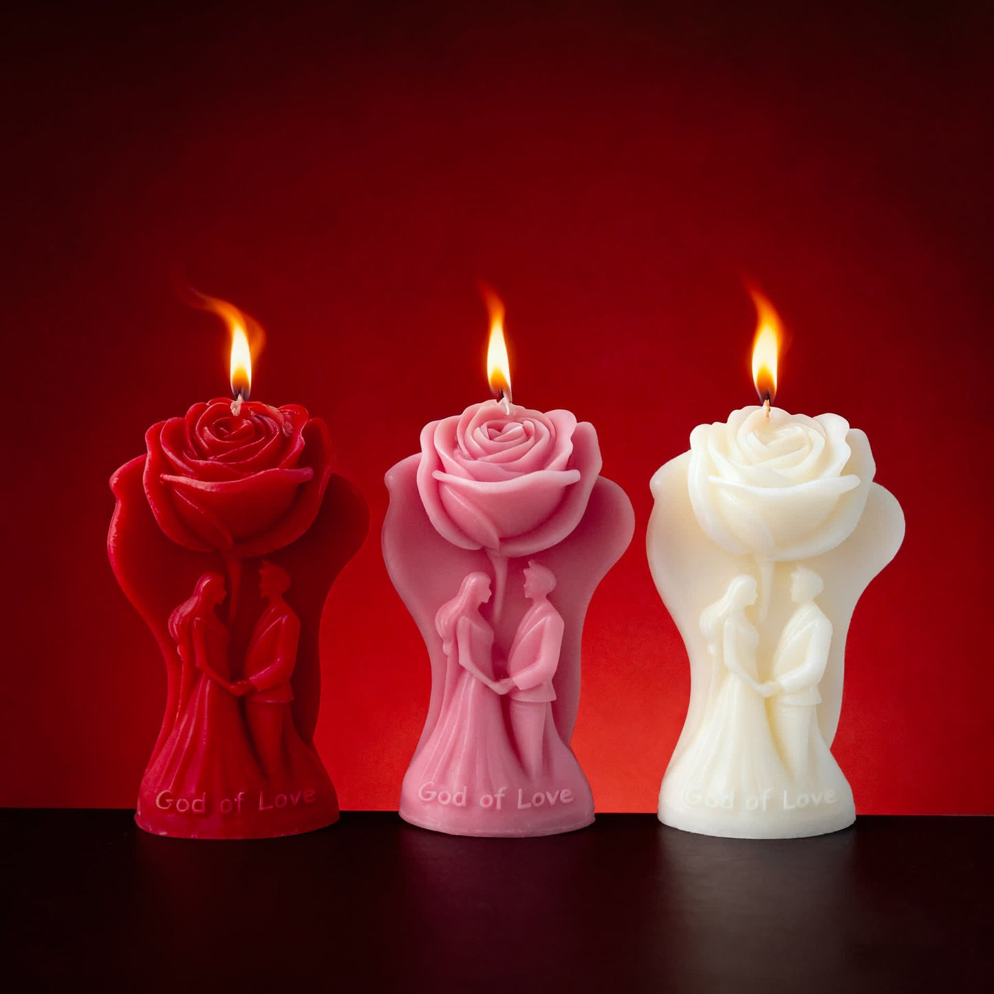 Romantic Rose Couple Scented Candle - Red & White & Pink - 6PCS - 1.85"W x 2.32"L x 3.78"H - image 1