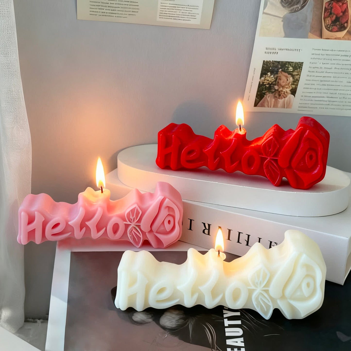 Creative Rose-Shaped Scented Candle - Red & Pink & White - 6PCS - 1.1"W x 4.72"L x 1.73"H - image 0