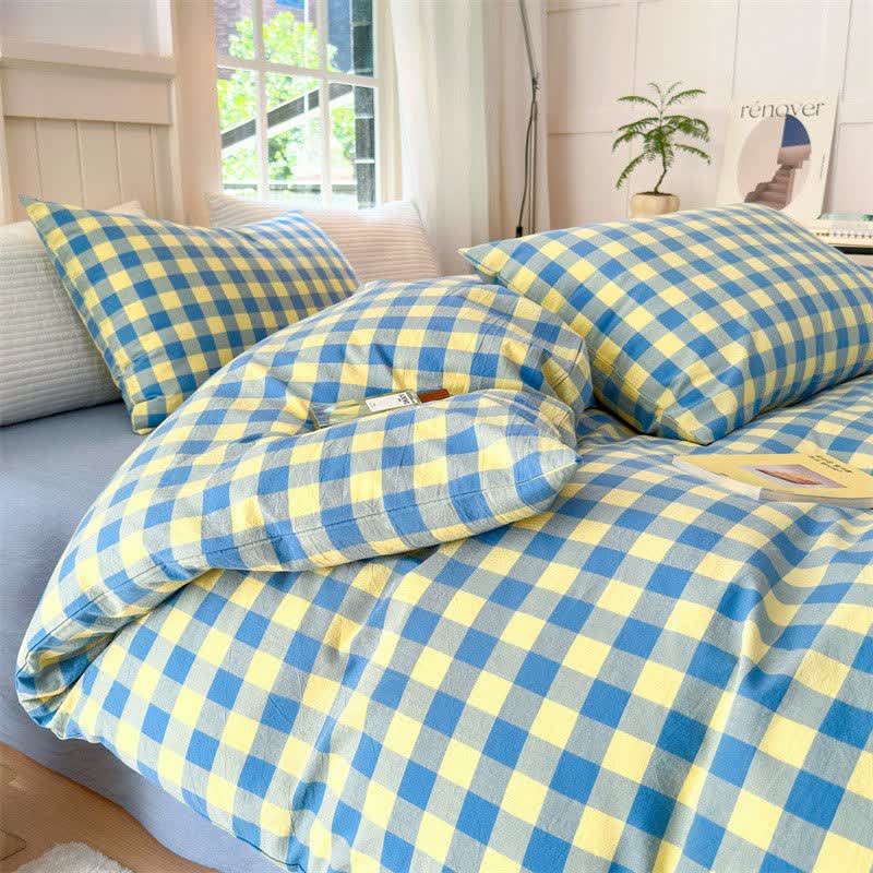 Checkered Pattern Pure Cotton Bedding Set - image 6