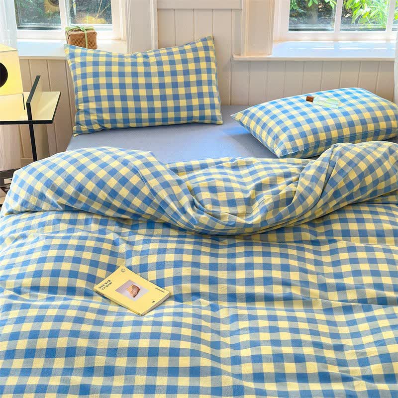 Checkered Pattern Pure Cotton Bedding Set - image 4