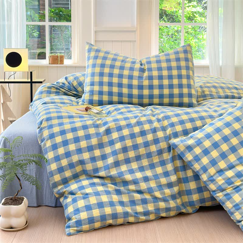 Checkered Pattern Pure Cotton Bedding Set - image 1