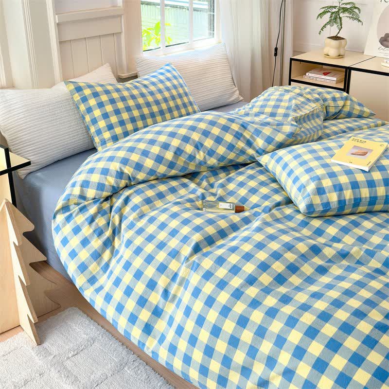 Checkered Pattern Pure Cotton Bedding Set - image 5
