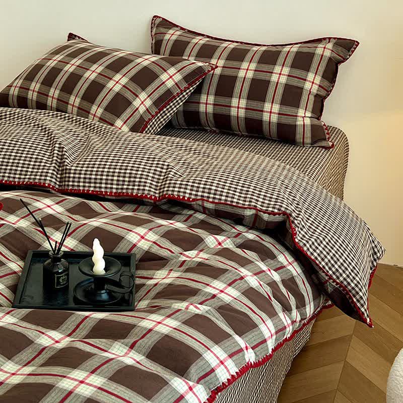 Reversible Vintage Plaid Cotton Bedding Set - image 6