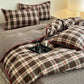 Reversible Vintage Plaid Cotton Bedding Set - Coffee - King - image 5