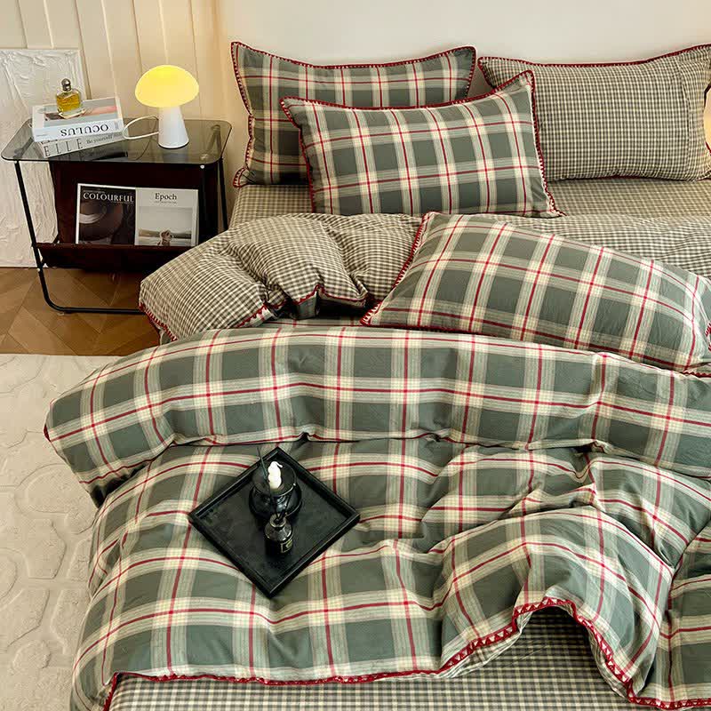Reversible Vintage Plaid Cotton Bedding Set - image 2