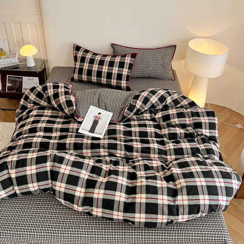 Reversible Vintage Plaid Cotton Bedding Set - image 4