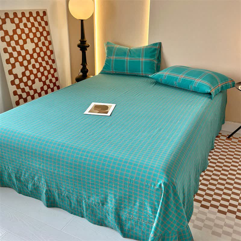 Reversible Oversized Grid Cotton Bedding Set - image 5
