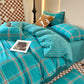 Reversible Oversized Grid Cotton Bedding Set - image 0