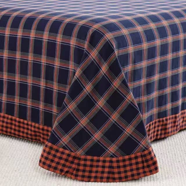 Retro Plaid Cotton Gauze Button Bedding Set(4PCS) - image 4