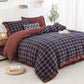 Retro Plaid Cotton Gauze Button Bedding Set(4PCS) - image 1