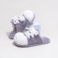 Cat Paw Lace-Up Closed-Toe Plush Slippers - Gray - L - image 10