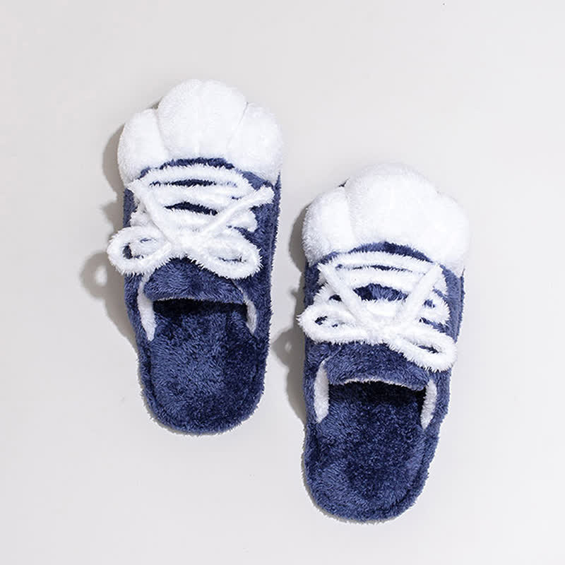 Cat Paw Lace-Up Closed-Toe Plush Slippers - image 7