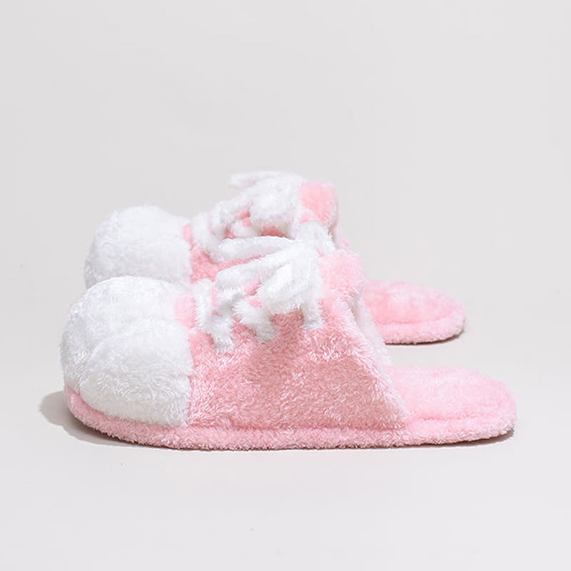 Cat Paw Lace-Up Closed-Toe Plush Slippers - image 3