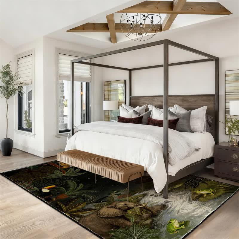 Tropical Wildlife Scene Rectangle Area Rug - image 9