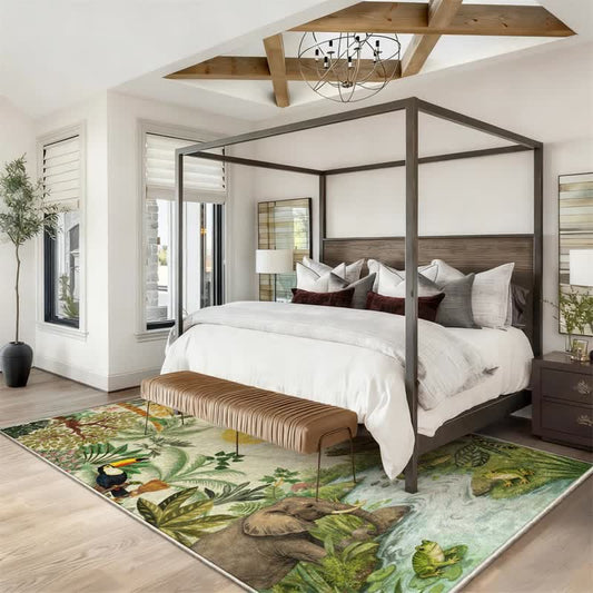 Tropical Wildlife Scene Rectangle Area Rug - image 1