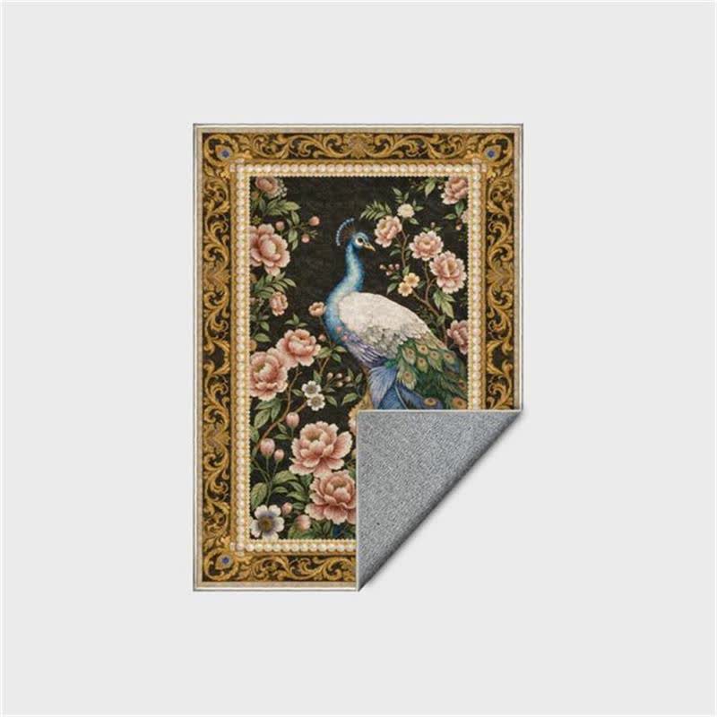 Elegant Peacock Floral Non-slip Area Rug - image 5