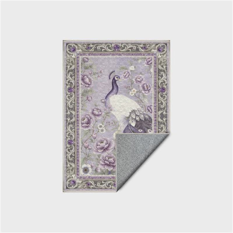 Elegant Peacock Floral Non-slip Area Rug - image 17
