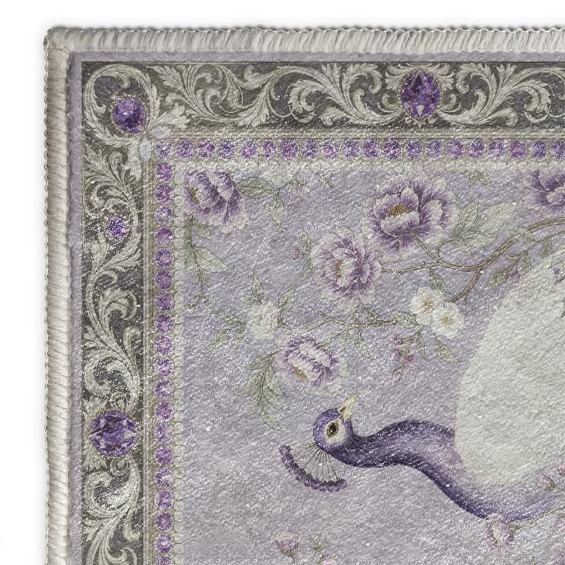 Elegant Peacock Floral Non-slip Area Rug - image 18