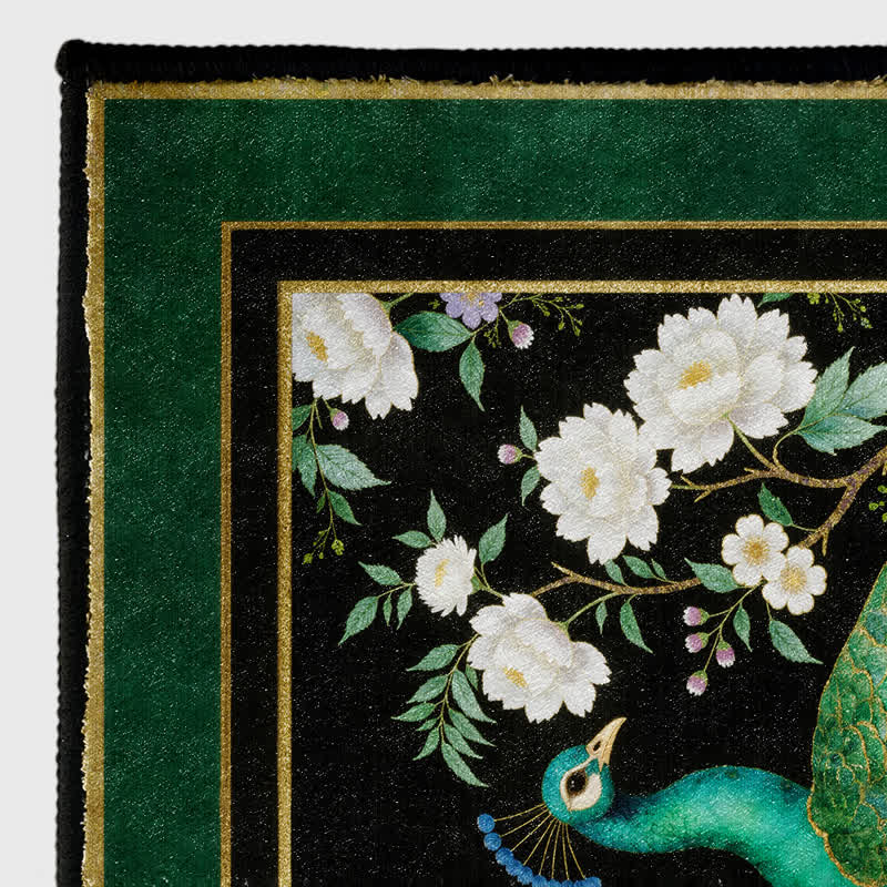 Elegant Peacock Floral Non-slip Area Rug - image 12