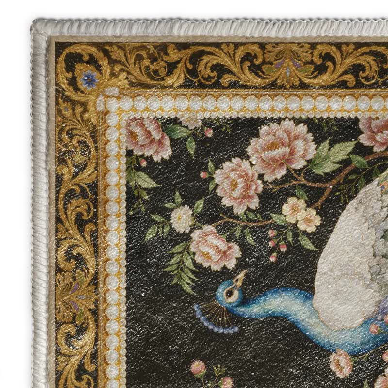 Elegant Peacock Floral Non-slip Area Rug - image 4