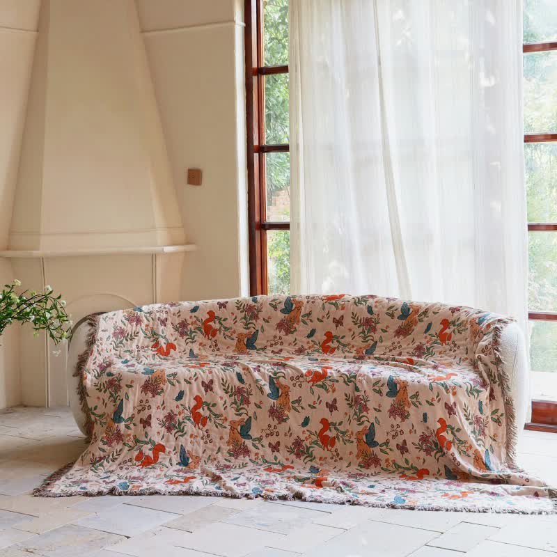 Ownkoti Squirrel Butterfly Floral Cotton Gauze Quilt - image 7