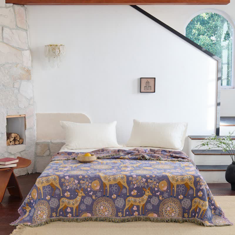 Ownkoti Reversible Floral Deer Cotton Gauze Quilt - image 2