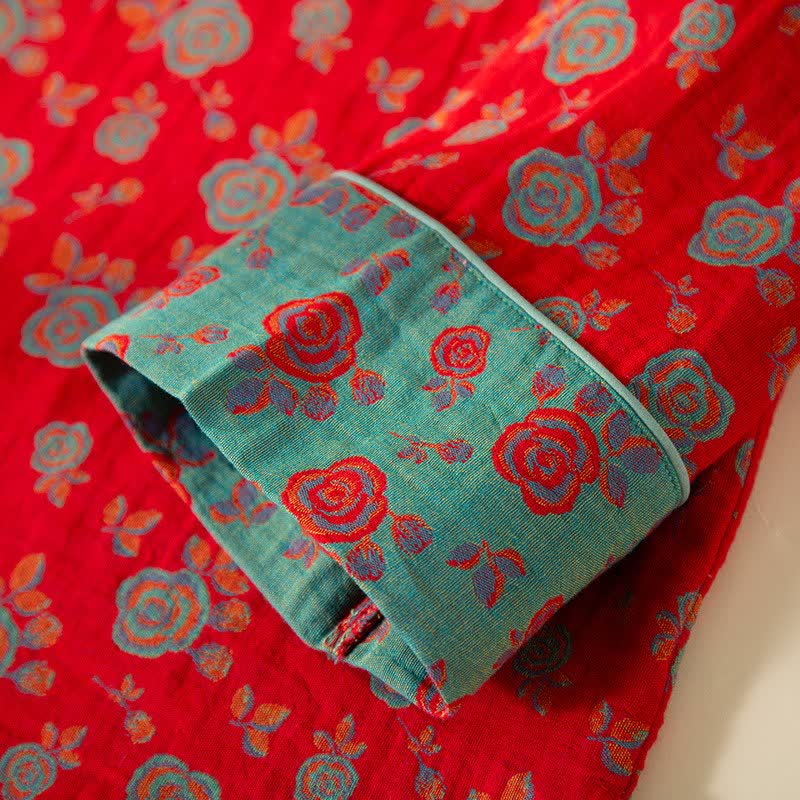 Oriental Vintage Rose Cotton Loungewear Set - image 6