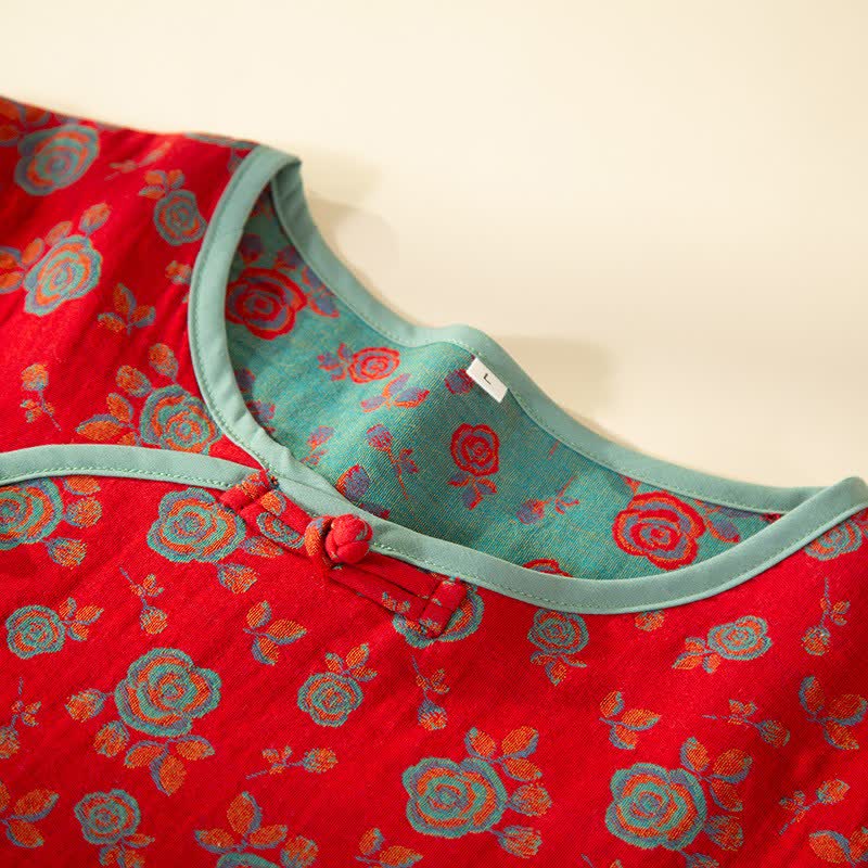 Oriental Vintage Rose Cotton Loungewear Set - image 3