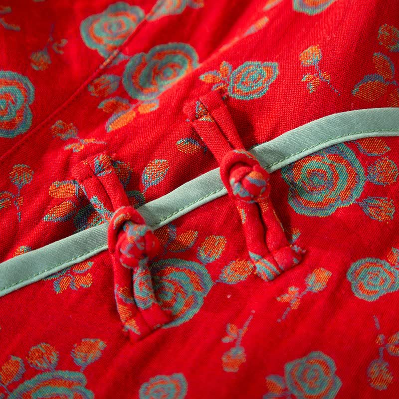 Oriental Vintage Rose Cotton Loungewear Set - image 4