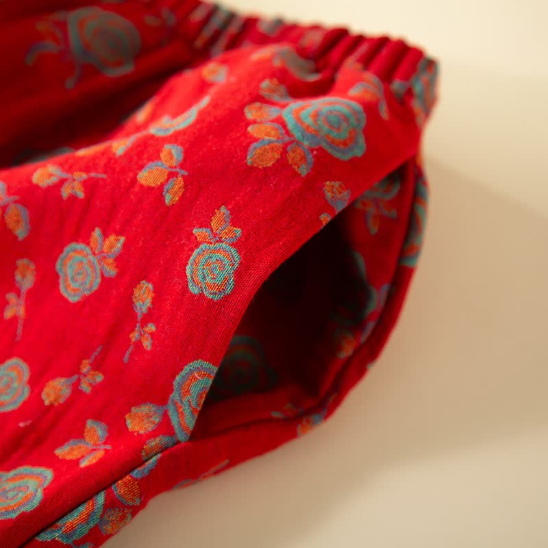 Oriental Vintage Rose Cotton Loungewear Set - image 8