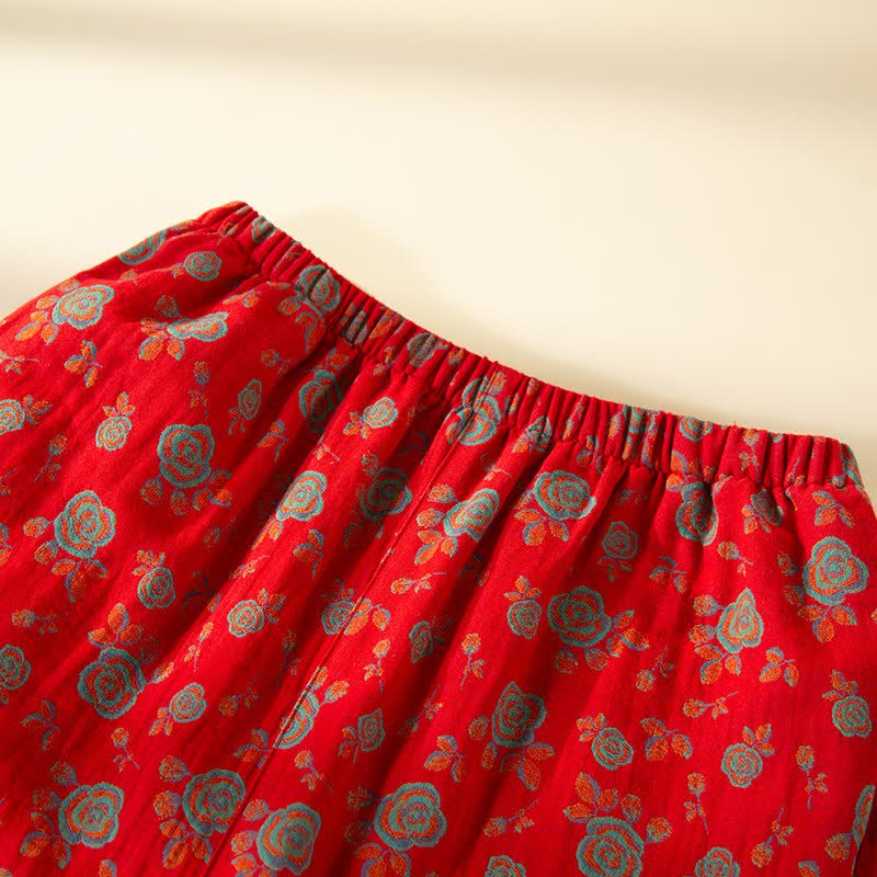 Oriental Vintage Rose Cotton Loungewear Set - image 7