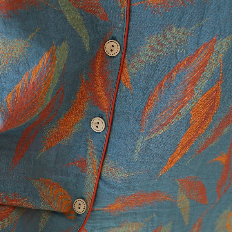 Vintage Feather Cotton Couple Pajama Set - image 8