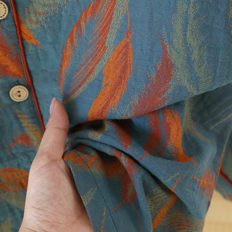 Vintage Feather Cotton Couple Pajama Set - image 11