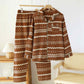 Vintage Wave Cotton Couple Loungewear Set - Men: Brown - XL - image 14