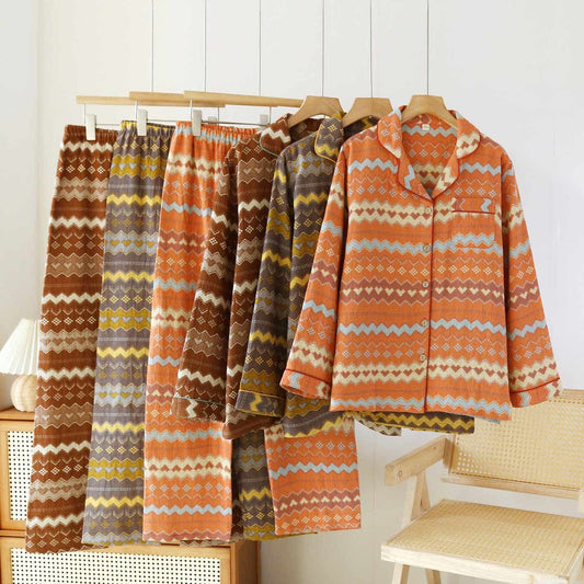 Vintage Wave Cotton Couple Loungewear Set - image 0