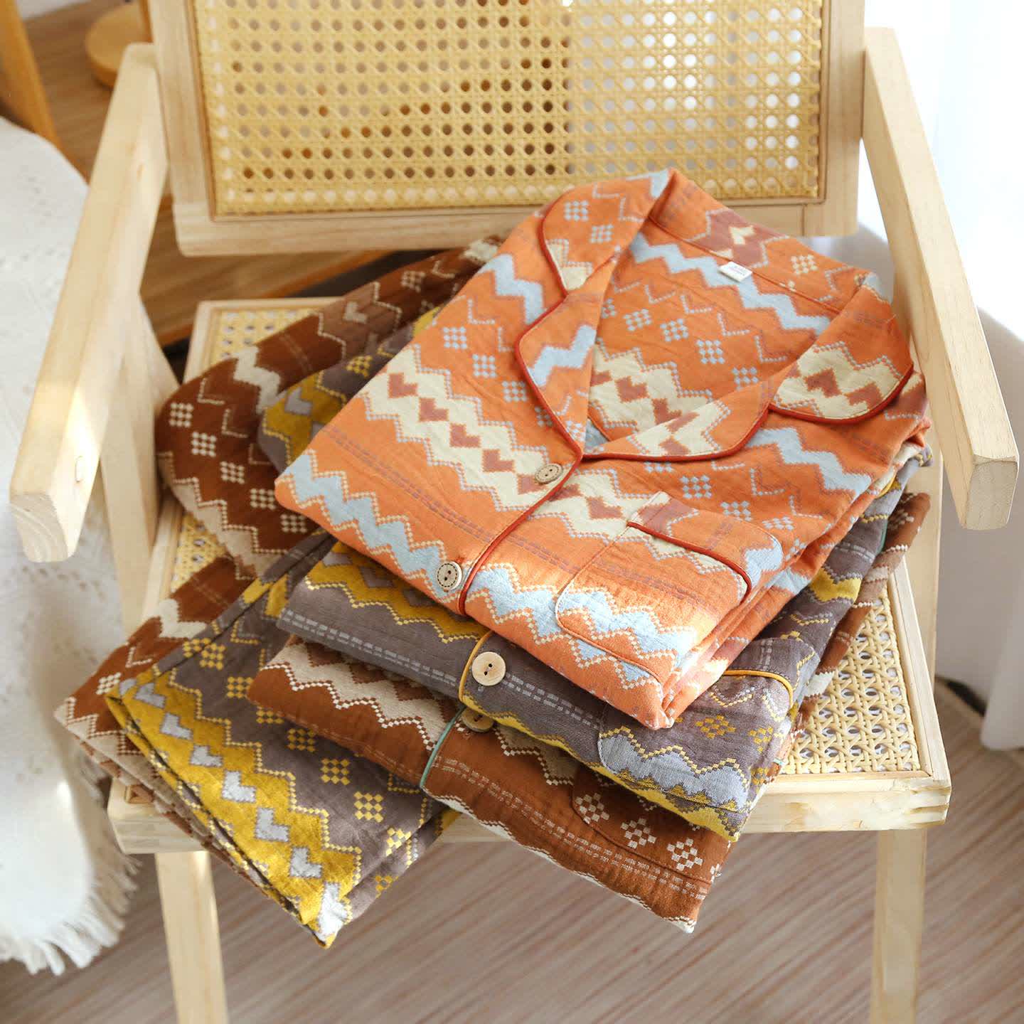 Vintage Wave Cotton Couple Loungewear Set - image 1