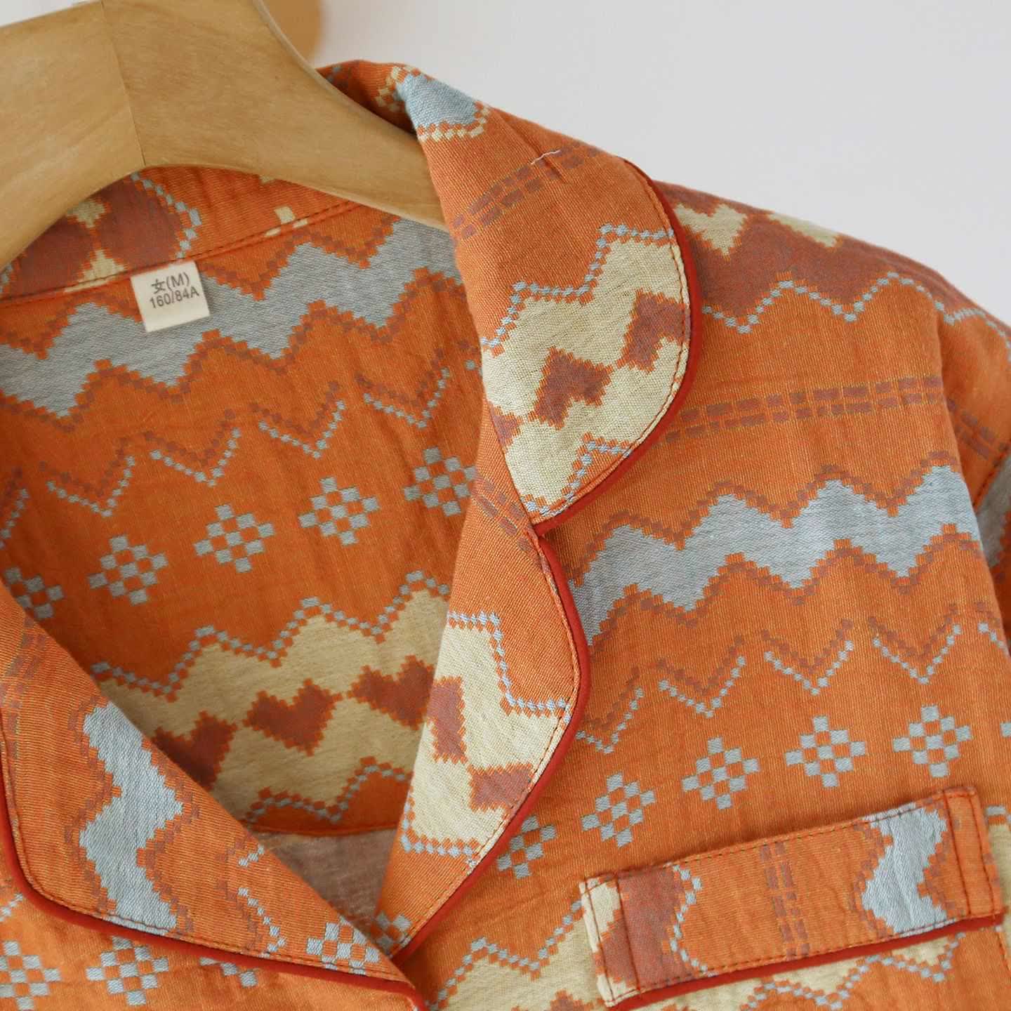 Vintage Wave Cotton Couple Loungewear Set - image 4