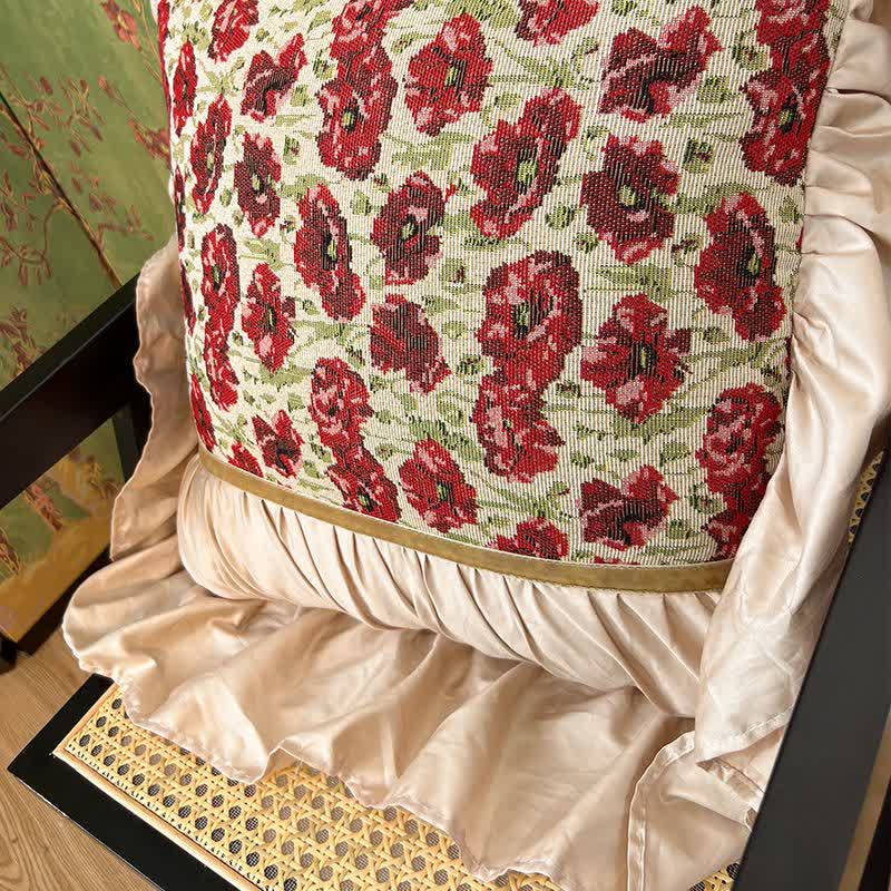 Elegant Floral Throw Pillow with Ruffled Edge - image 7