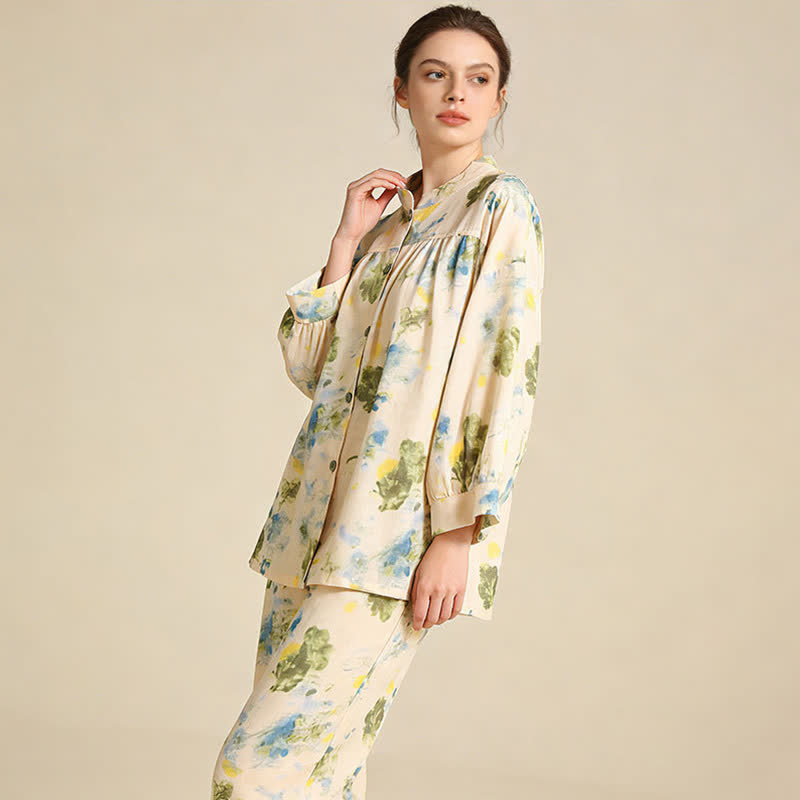 Oriental Ink Floral Cotton Loungewear Set - image 2